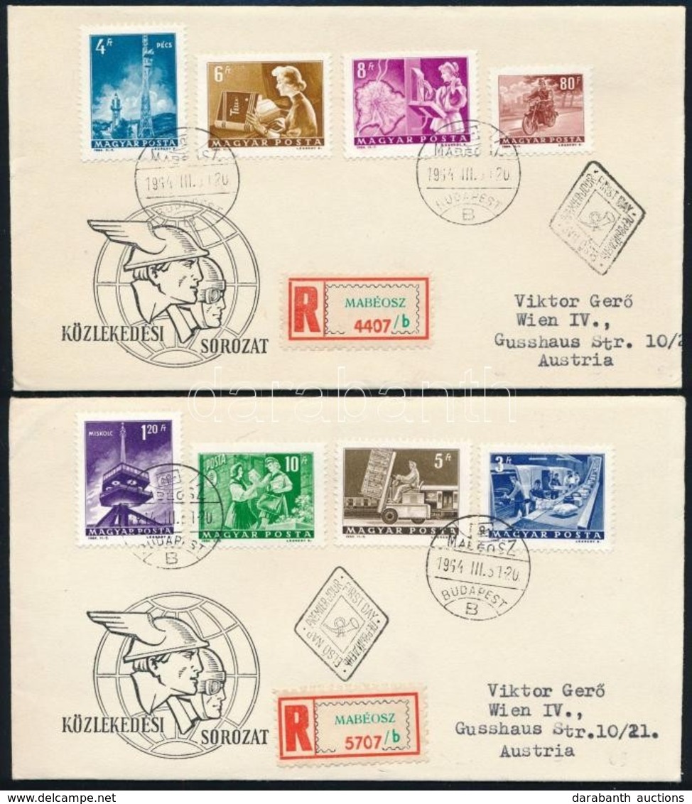 1964 Közlekedés Sor 2 Db Ajánlott FDC-n Bécsbe - Autres & Non Classés