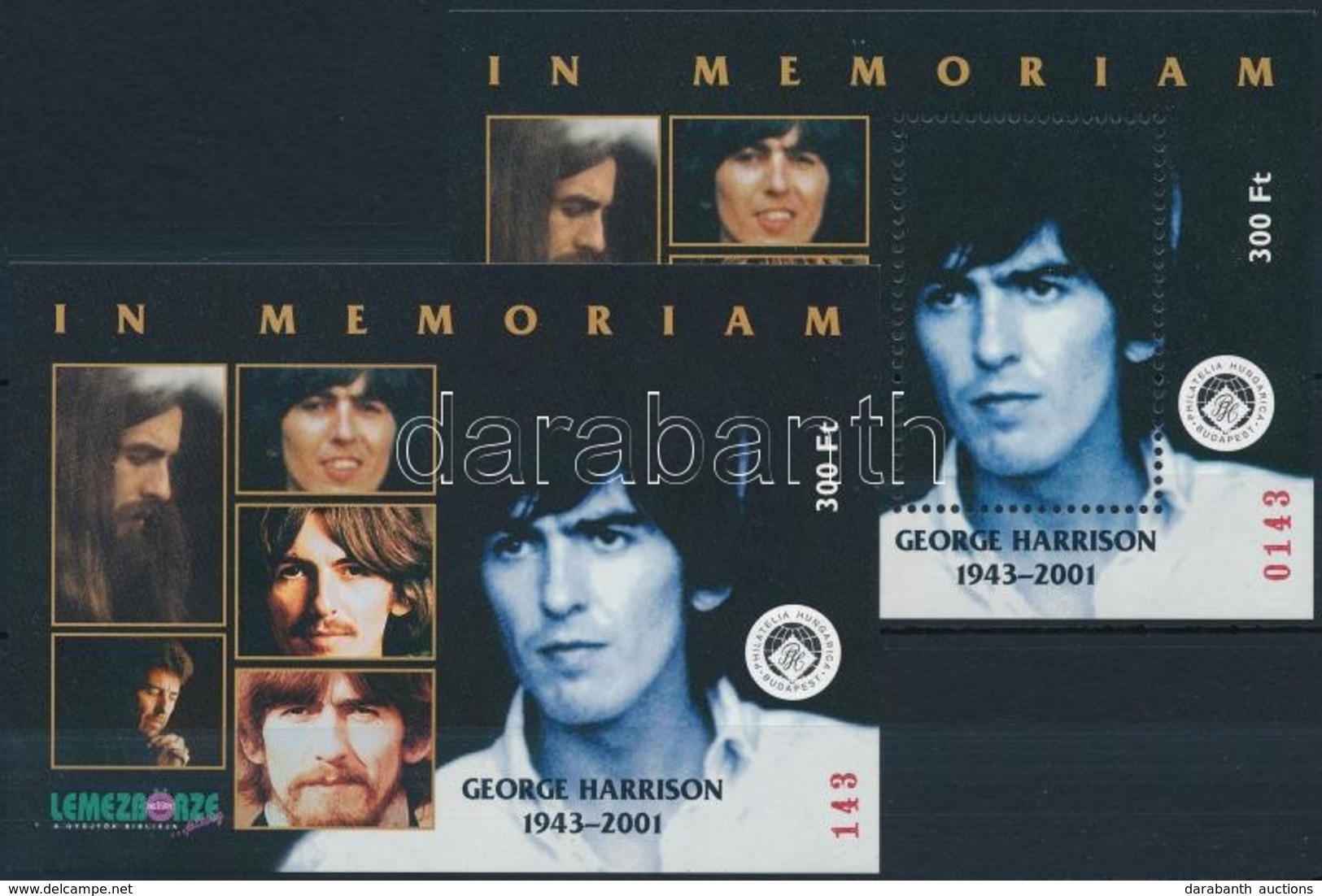 ** 2002 In Memoriam George Harrison Piros Sorszámmal Fogazott és Vágott - Altri & Non Classificati