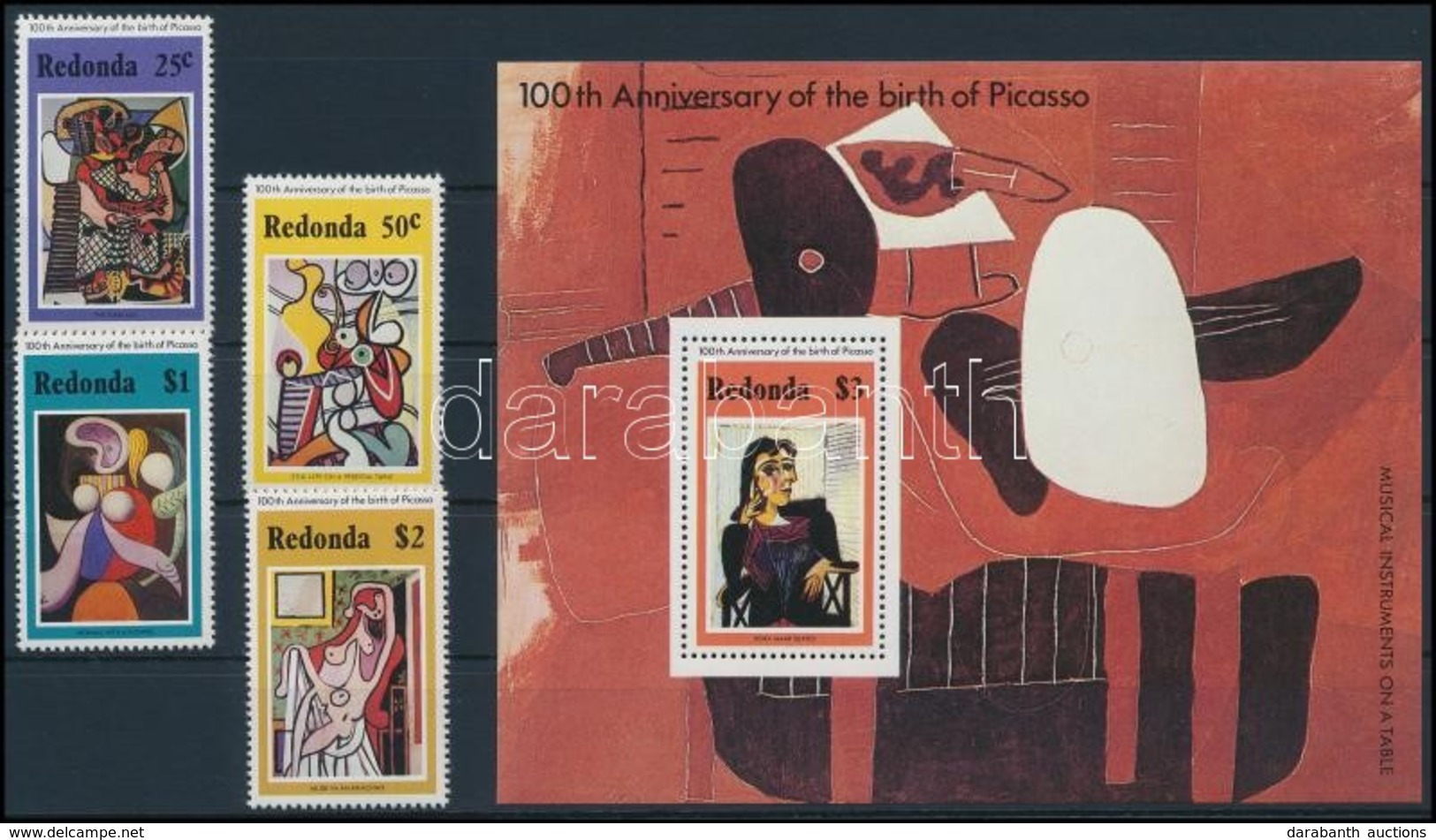 ** 1981 Picasso, Festmények Sor + Blokk,
Picasso, Paintings Set + Block
Mi 76-79 + Mi 12 - Altri & Non Classificati