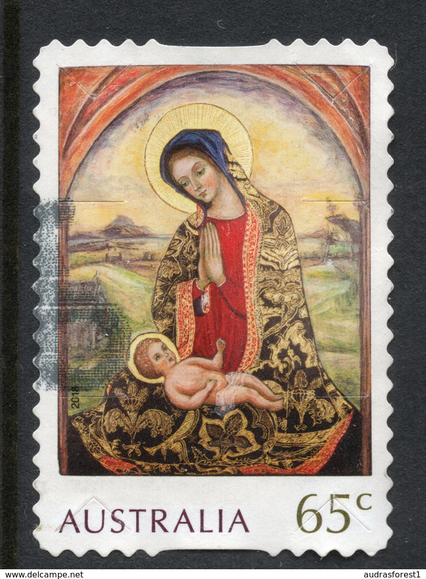 2018 AUSTRALIA CHRISTMAS Madonna Painting VERY FINE POSTALLY USED Booklet 65c STAMP - Oblitérés