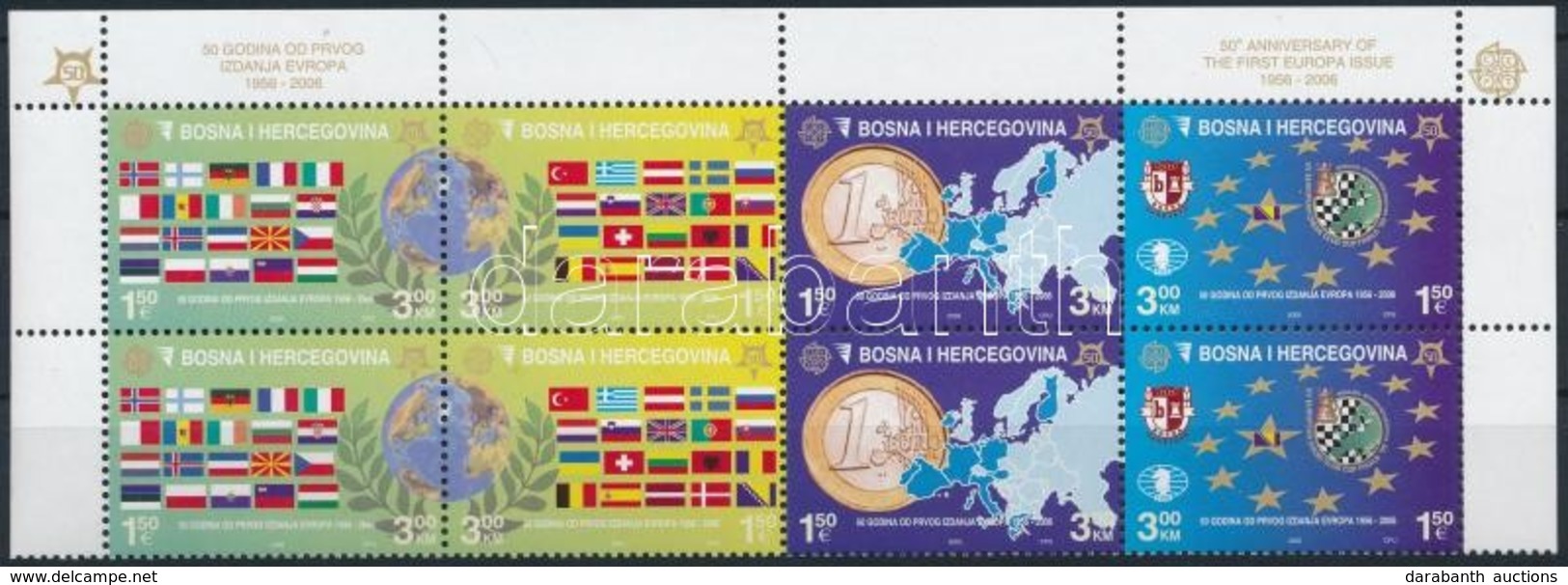 ** 2005 50 éves  Az Európa Bélyeg ívsarki 8-as Tömb Mi 419-422 - Altri & Non Classificati