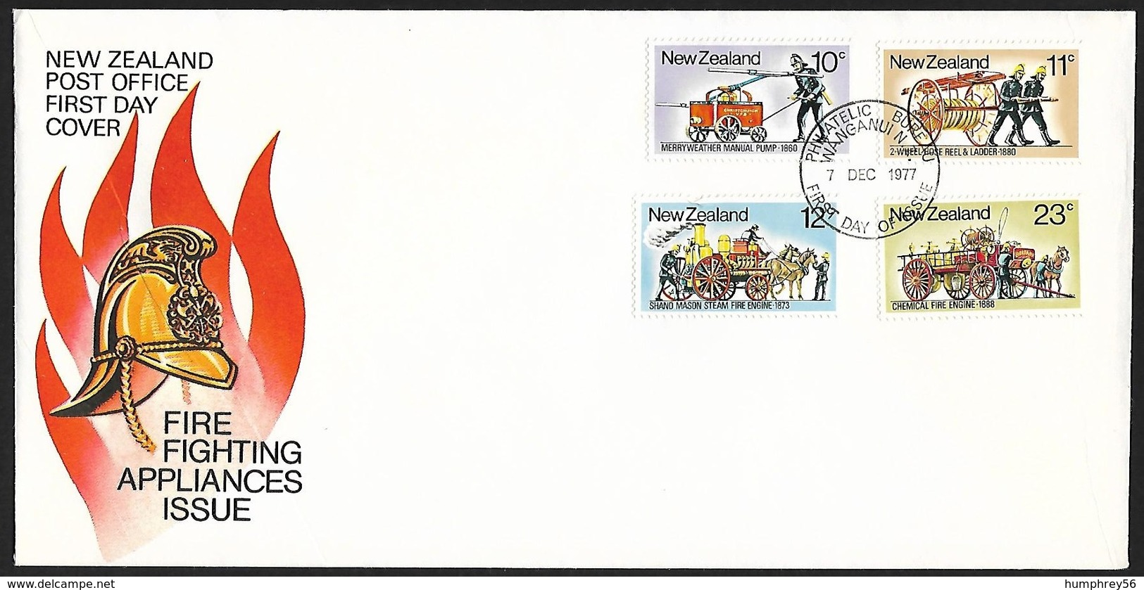 1977 - NEW ZEALAND - FDC Fire Engines + SG 1156/1159 + WANGANUI - FDC