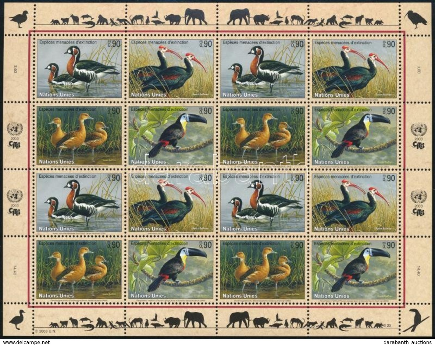 ** 2003 Veszélyeztetett állatok Kisív,
Endangered Species Minisheet
Mi 466-469 - Altri & Non Classificati