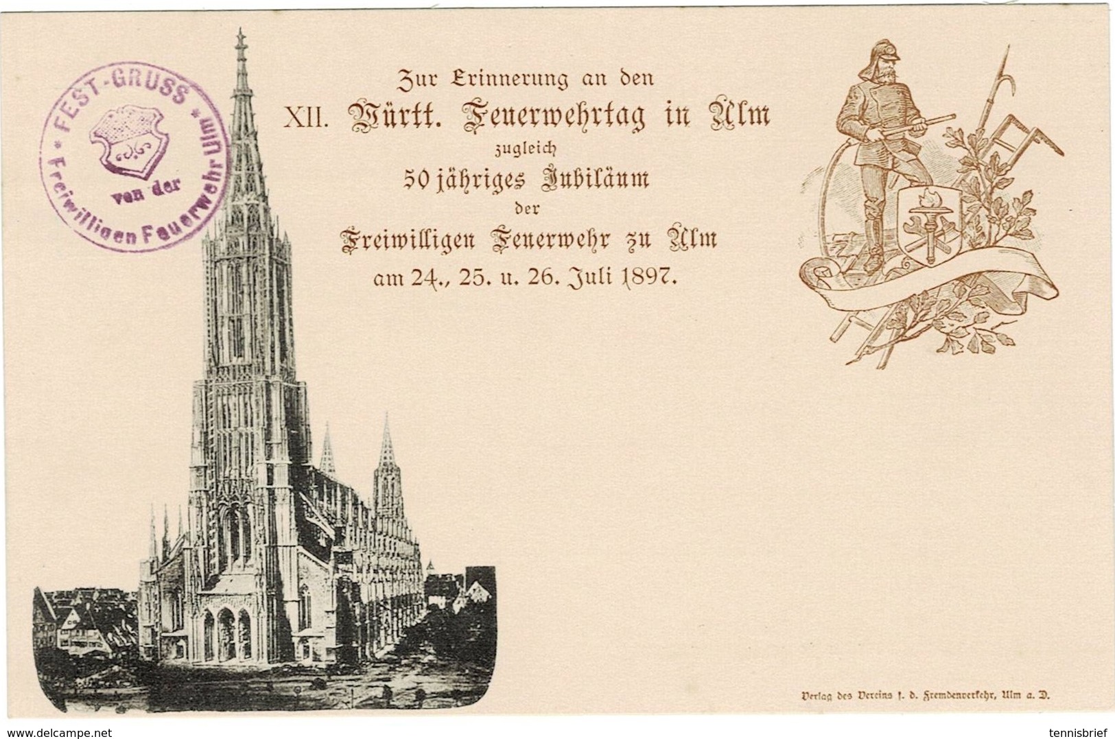 1897, Privat-GSK , Feuerwehrtag Ulm,  #a1832 - Other & Unclassified