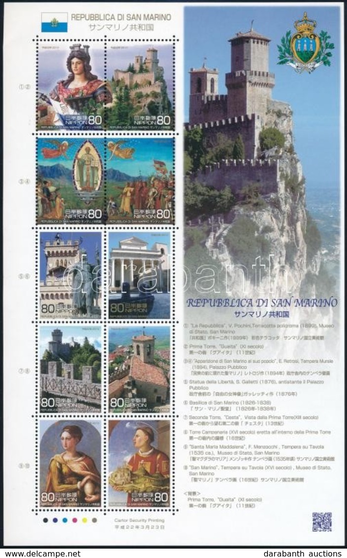 ** 2010 San Marino Köztársaság, Japán-San Marino Közös Kiadás Kisív Mi 5208-5217 - Altri & Non Classificati