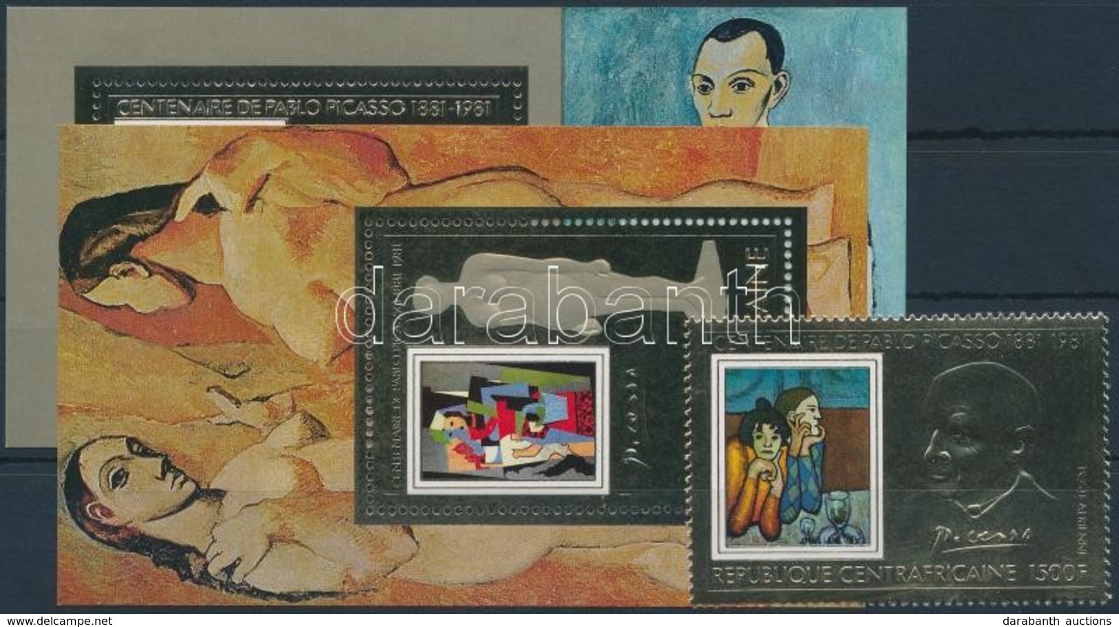 ** 1981 Picasso, Festmények Arany Bélyeg + Arany Blokkok,
Picasso, Paintings Golden Stamp + Golden Blocks
Mi 748 A +  Mi - Altri & Non Classificati