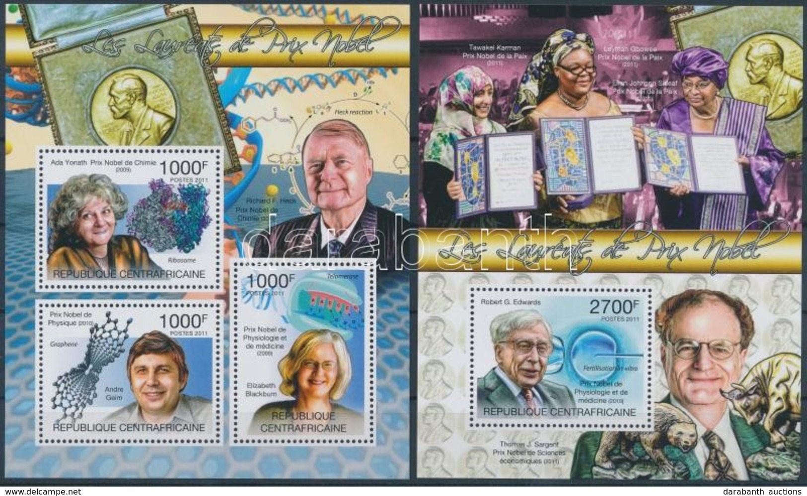 ** 2011 Nobel-díjasok Kisív Mi 3124-3126 + Blokk Mi 739 - Altri & Non Classificati