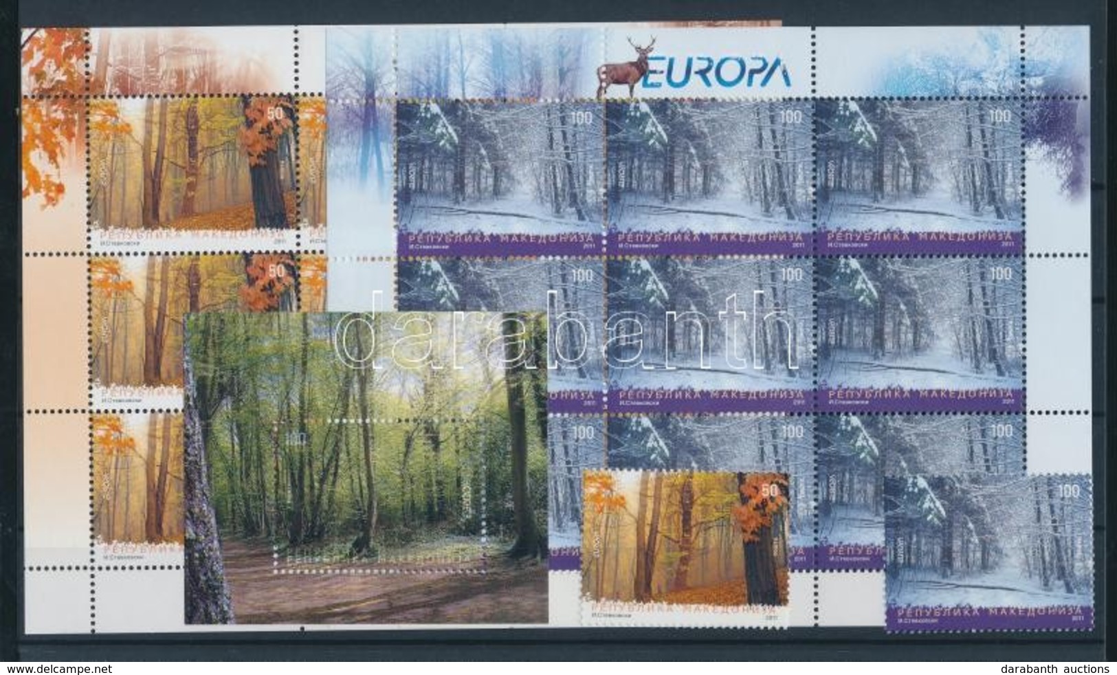 ** 2011 Europa CEPT Erdők Sor + Kisívpár Mi 593-594 + Blokk Mi 23 - Altri & Non Classificati