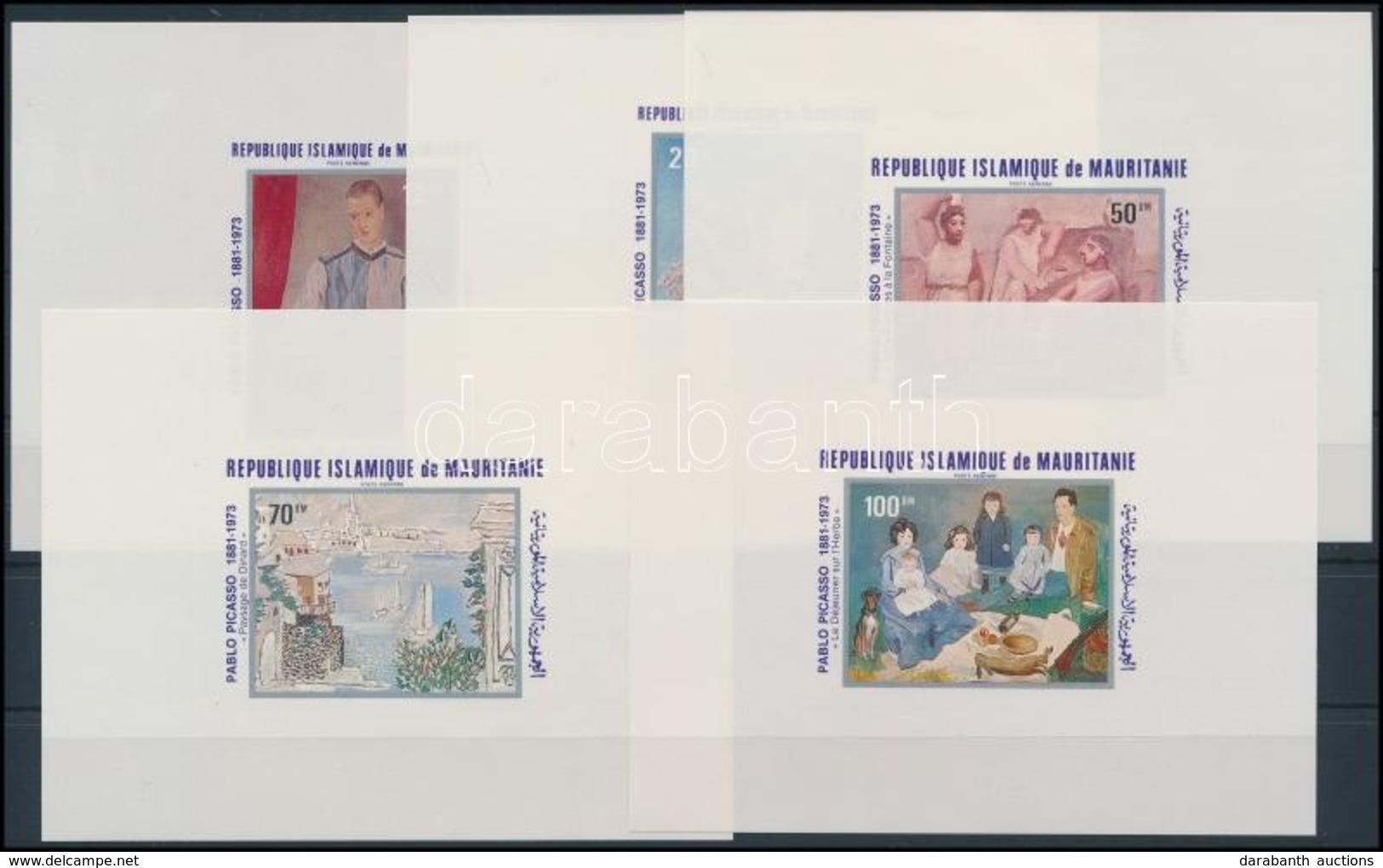 ** 1981 Picasso, Festmények Sor Vágott Blokkformában,
Picasso, Paintings Set Imperforated Blockform
Mi 721-725 - Altri & Non Classificati