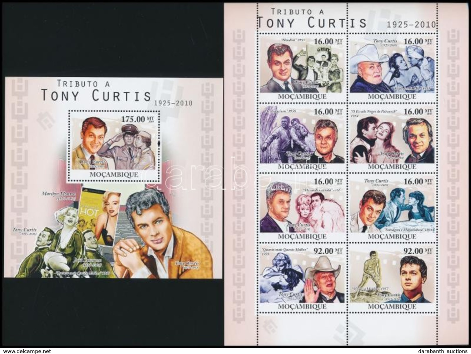 ** 2010 Tony Curtis Kisív Mi 4096-4103 + Blokk Mi 378 - Altri & Non Classificati