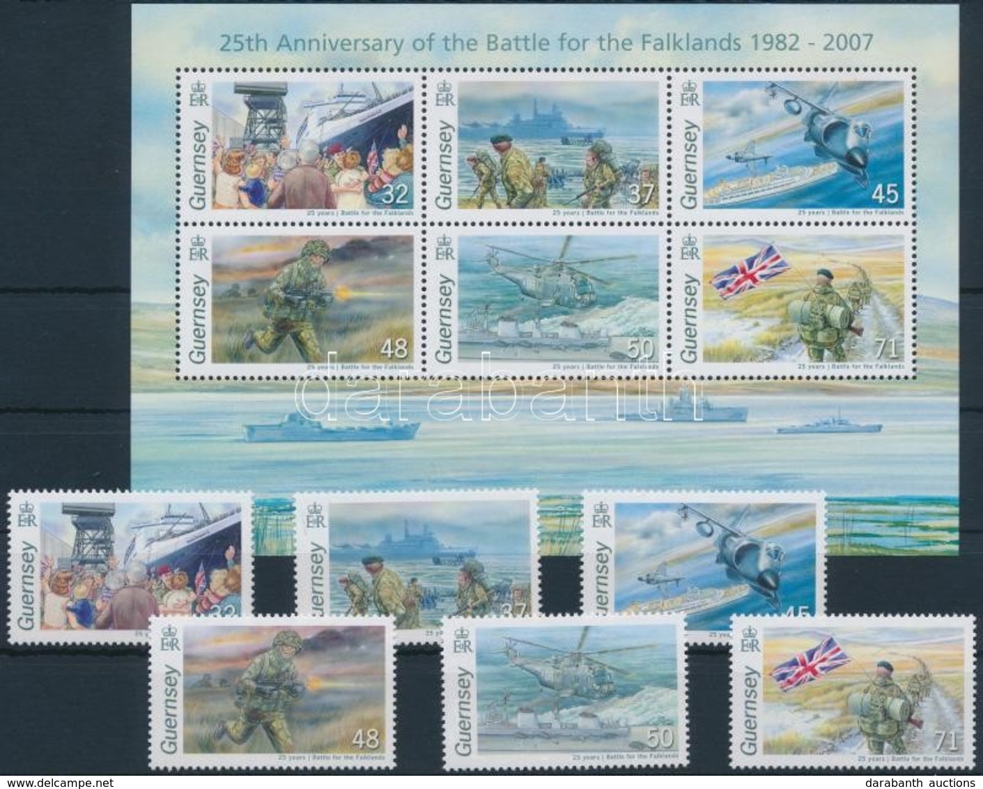 ** 2007 A Falklandi Háború 25. évfordulója Sor Mi 1124-1129 + Blokk Mi 44 - Andere & Zonder Classificatie