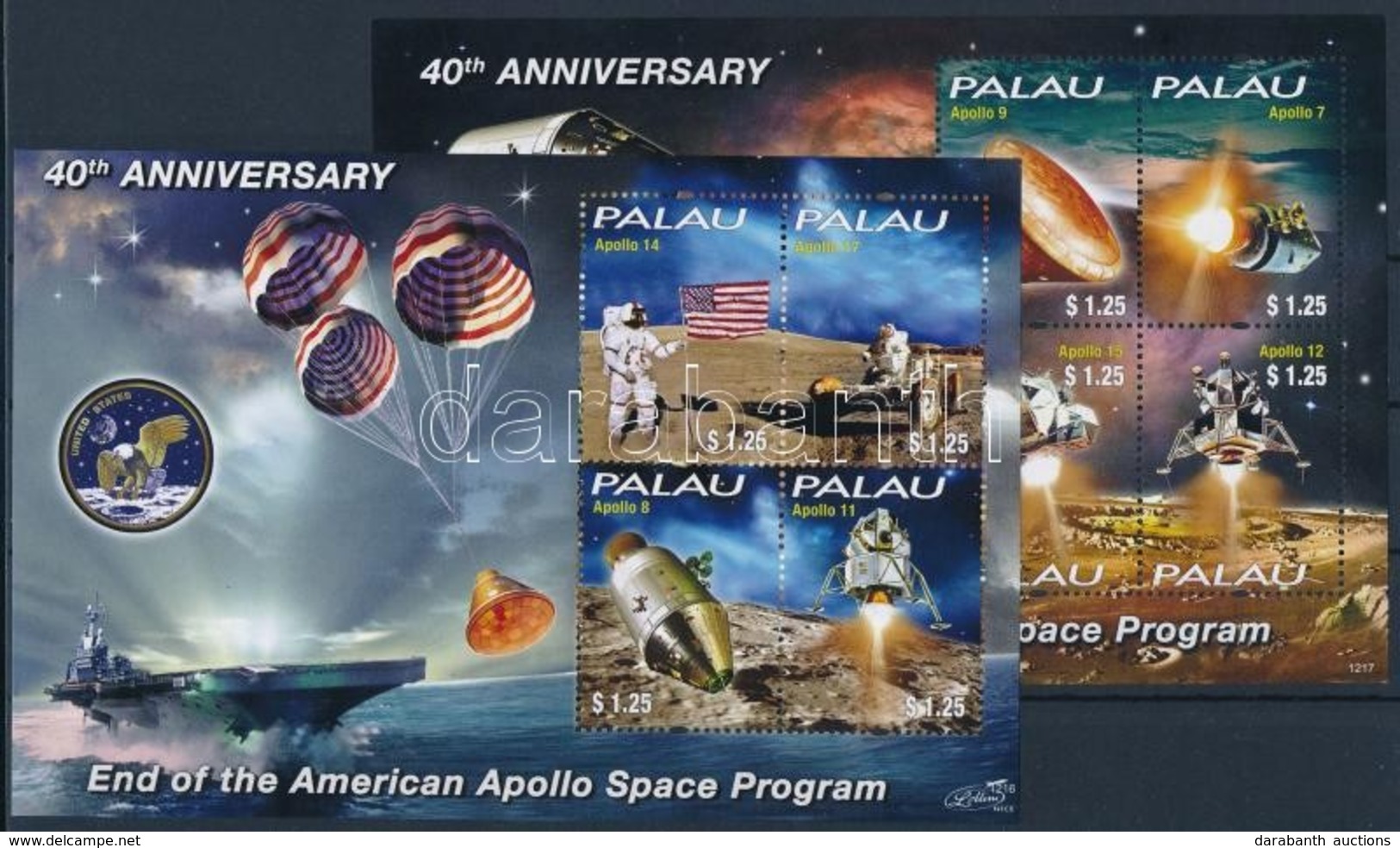 ** 2012 40 éve ért Végett Az Amerikai Apolló űrprogram 2 Kisív Mi 3223-3230 - Autres & Non Classés