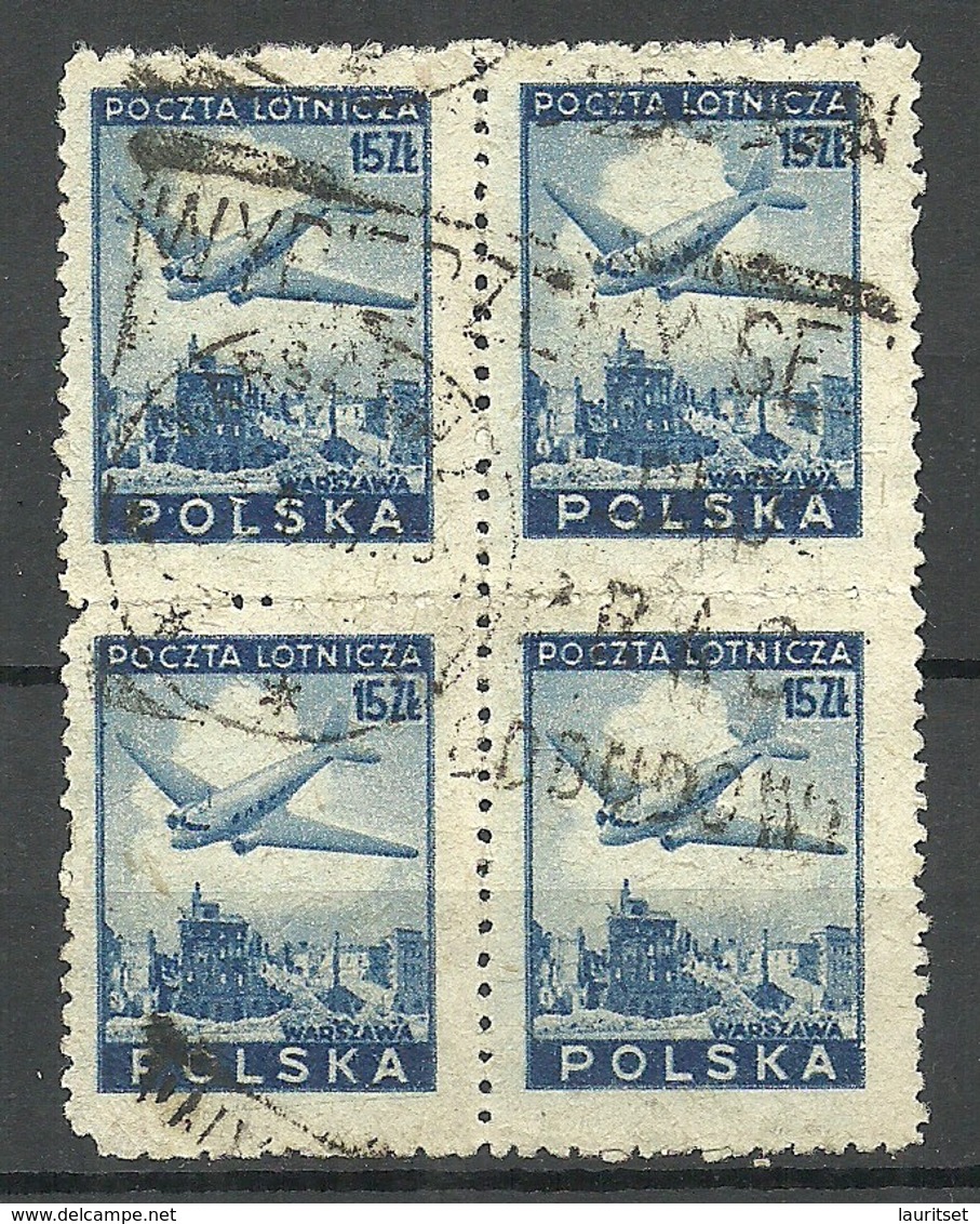 POLEN Poland 1946 Michel 430 As 4-block O - Gebraucht