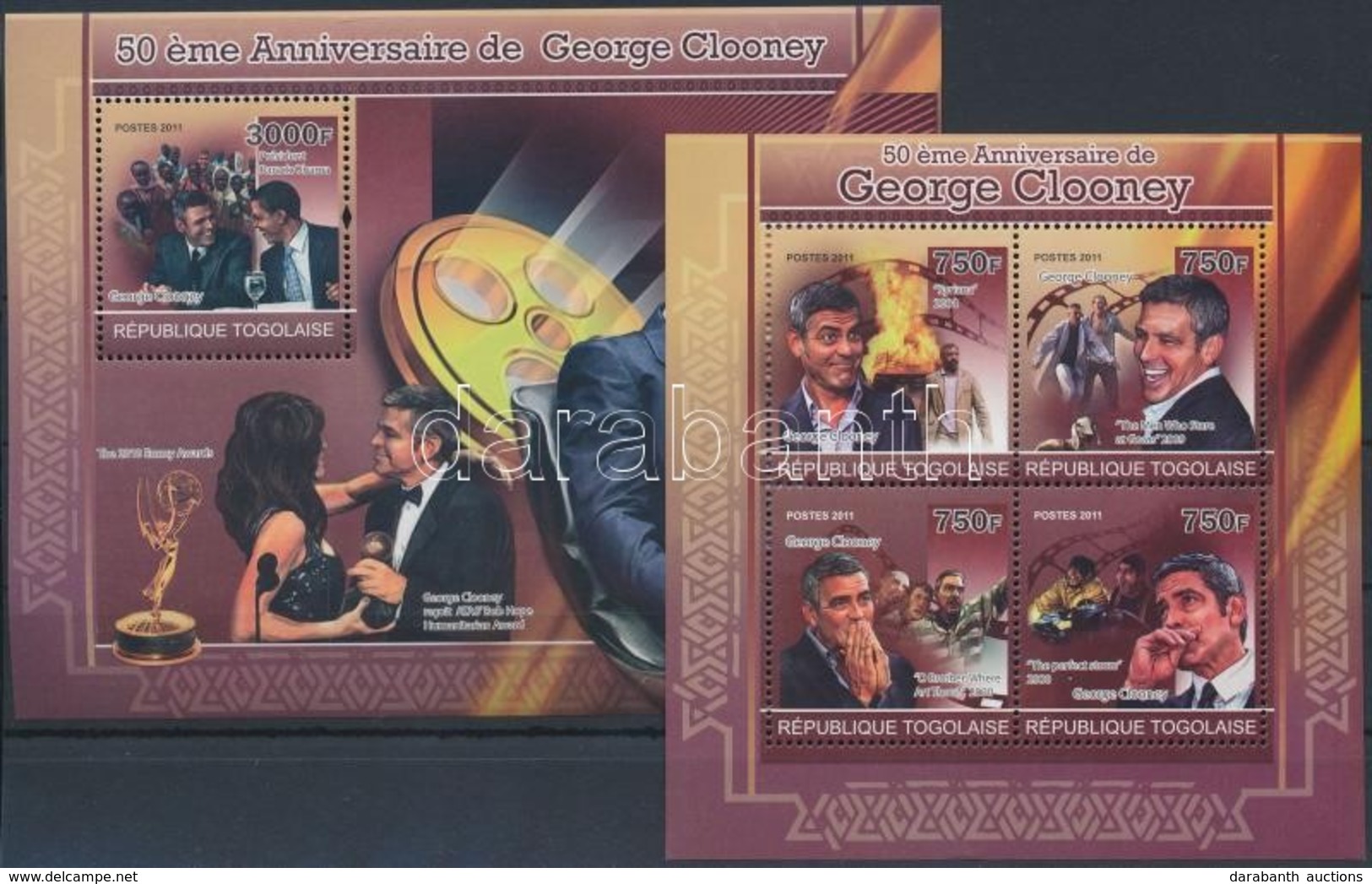 ** 2011 George Clooney 50 éves Kisív Mi 3944-3947 + Blokk Mi 599 - Andere & Zonder Classificatie