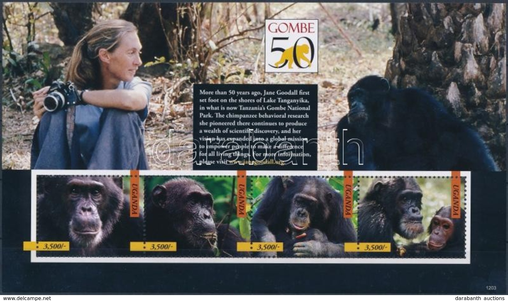 ** 2012 Jane Goodall, A Világhírű Csimpánzkutató Kisívsor Mi 2826-2833 - Sonstige & Ohne Zuordnung