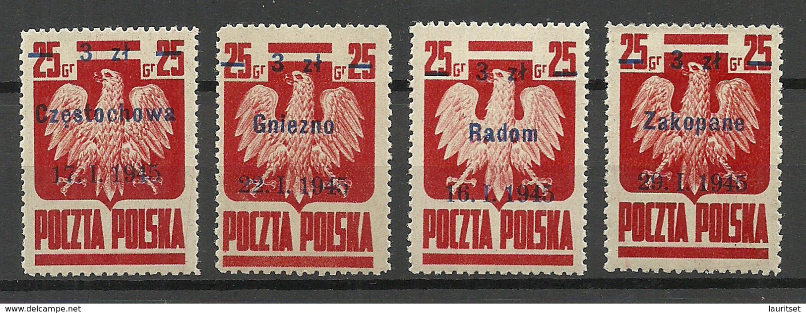 POLEN Poland 1945 Michel 390 , 4 Various, Befreiung D. Polnische Städte * - Ungebraucht
