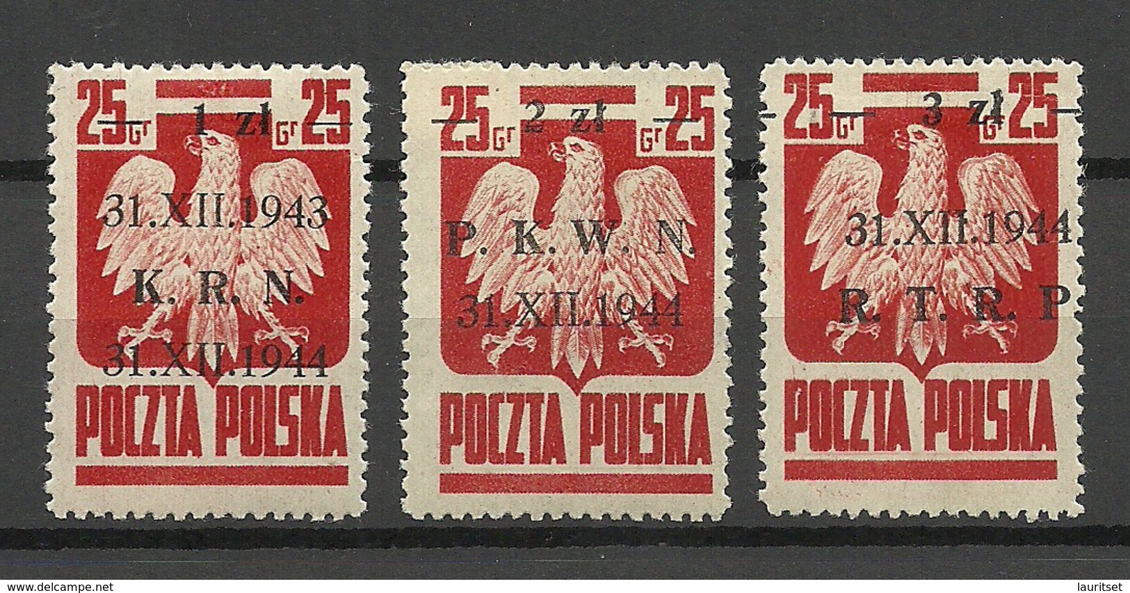 POLEN Poland 1944/1945 Michel 386 - 388 * - Ungebraucht