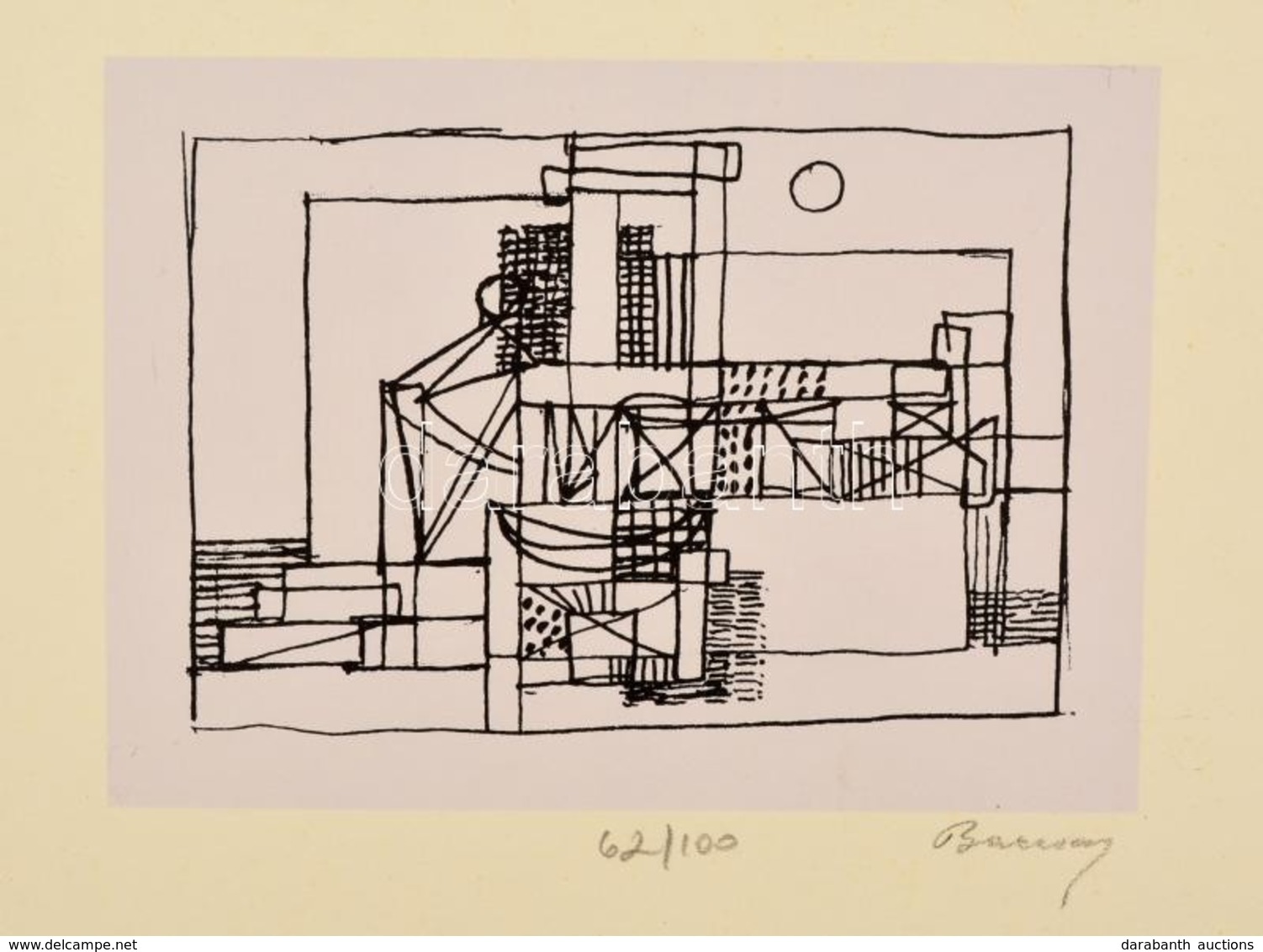 Barcsay Jenő (1900-1988): Falak, Szitanyomat, Papír, Jelzett, 10×15 Cm - Altri & Non Classificati