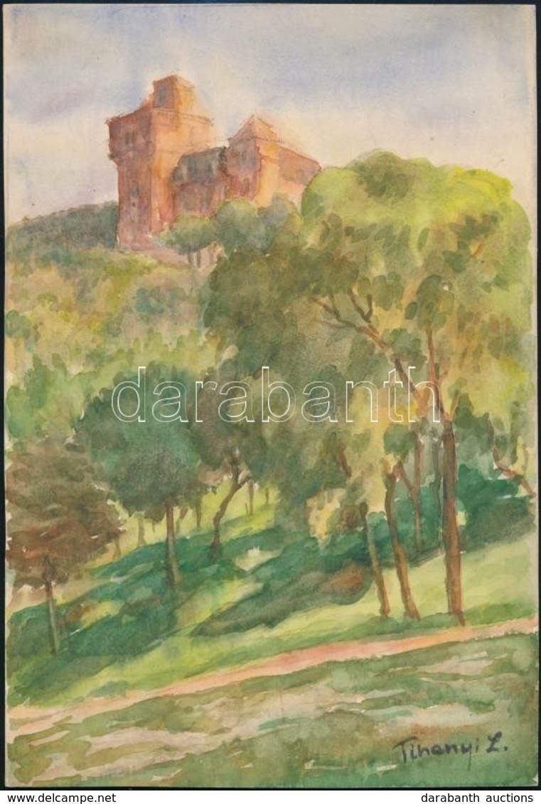 Tihanyi Jelzéssel: A Gellérthegyi Hegedűs Villa. Akvarell, Papír, 27×18 Cm - Altri & Non Classificati