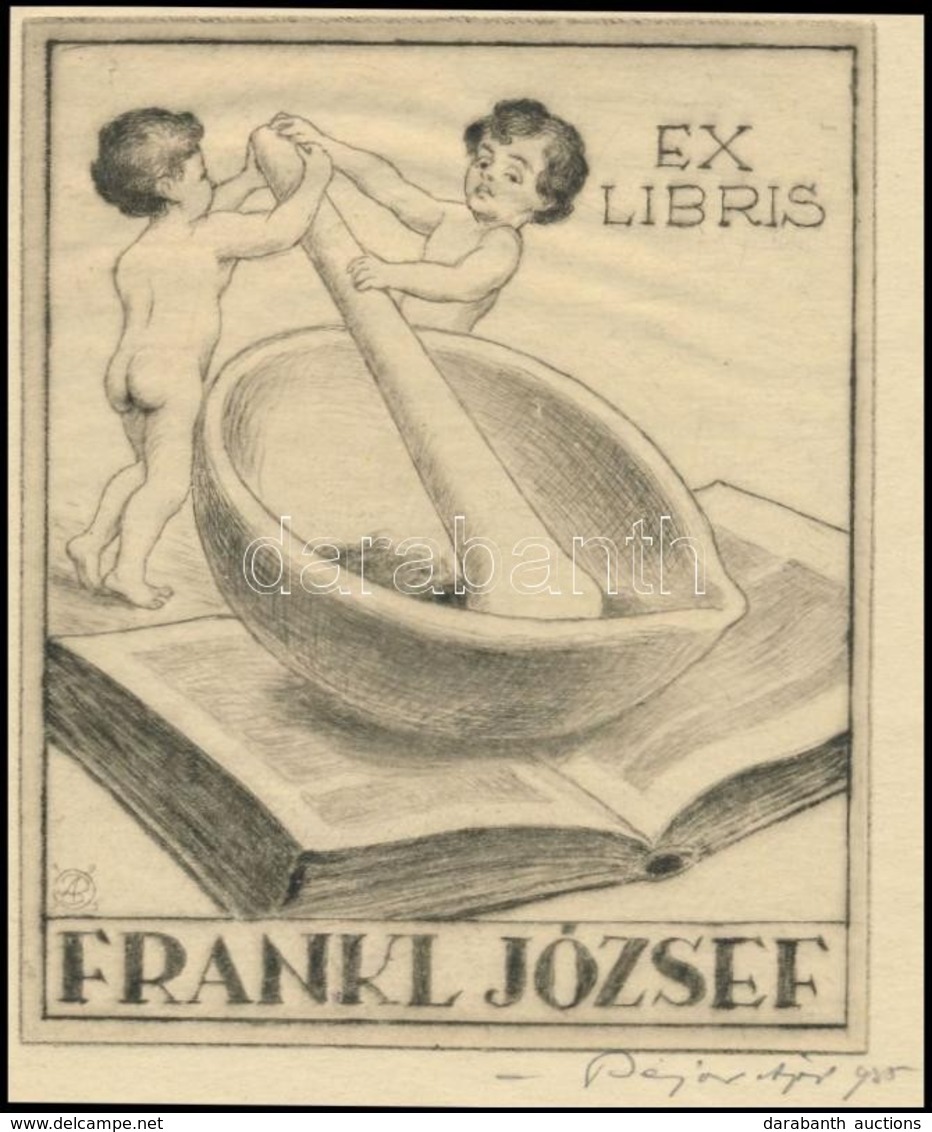 1935 Bajor Ágost (1892-1958): Ex Libris Frankl József. Rézkarc, Papír, Jelzett, 11x9 Cm - Altri & Non Classificati