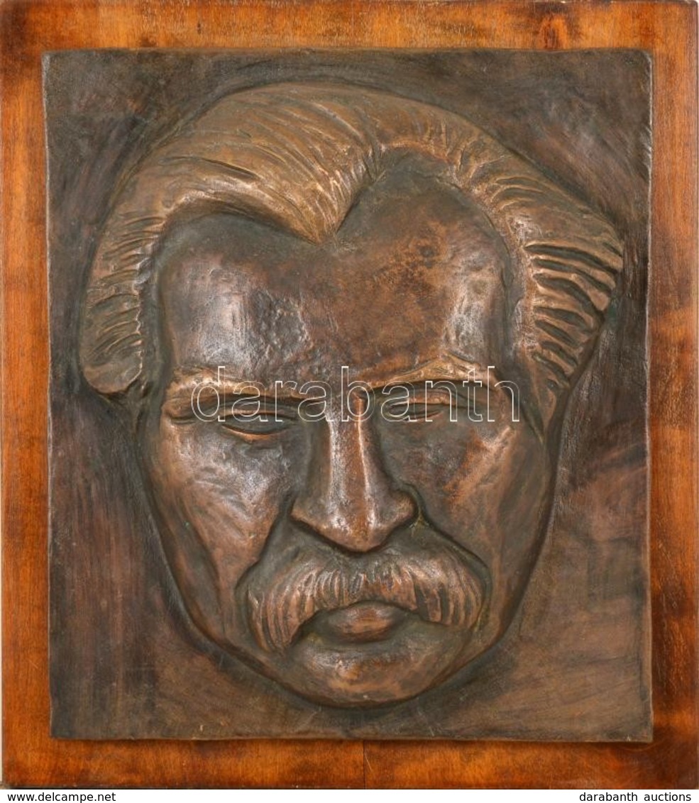 Jelzés Nélkül: Móricz Zsigmond Fali Kép, Bronz Fa Táblán, 29×26 Cm - Sonstige & Ohne Zuordnung