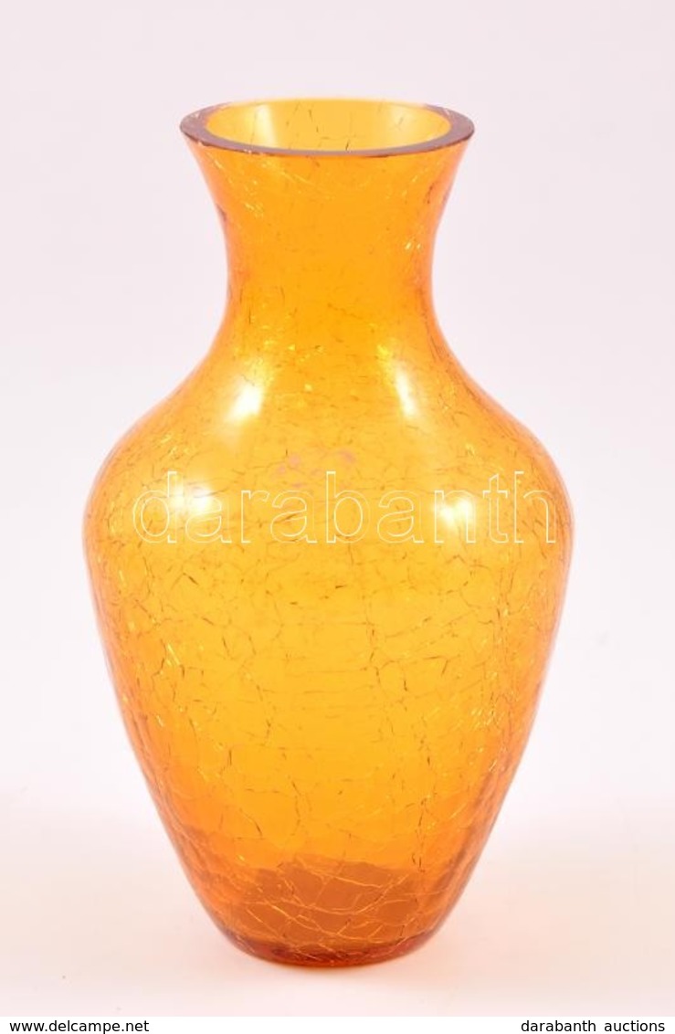 Kraklé Váza, Peremén Apró Csorbával, Jelzés Nélkül, M: 15 Cm - Glas & Kristal