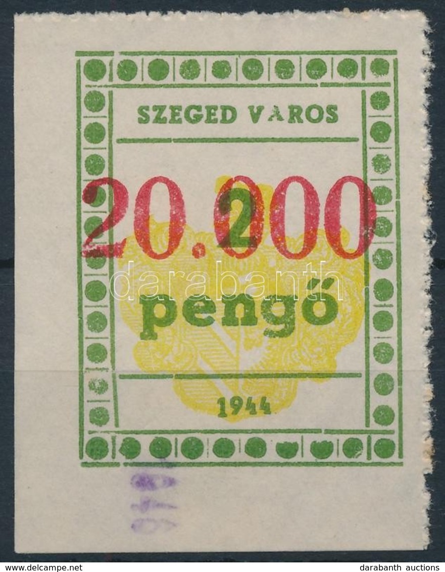 1946 Szeged Városi 20.000P/2P ívsarki Illetékbélyeg (6.000) - Non Classificati