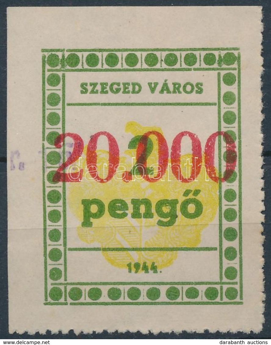 1946 Szeged Városi Illeték 20.000P/2P I. Tip. ívsarki 3-as Csík Kivágáson (6.000) - Non Classificati