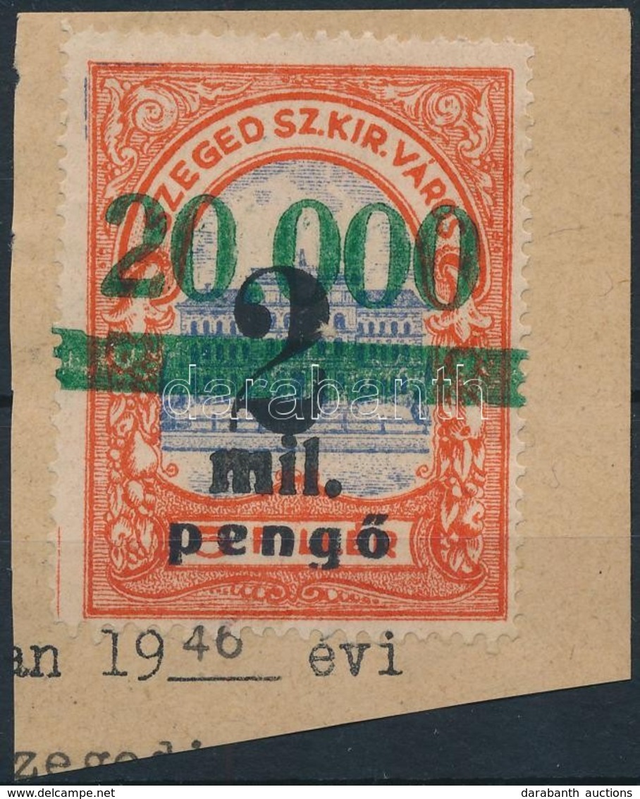 1946 Szeged Városi 2mP/20.000f/3f Illetékbélyeg Kivágáson RR (2.500) - Non Classificati