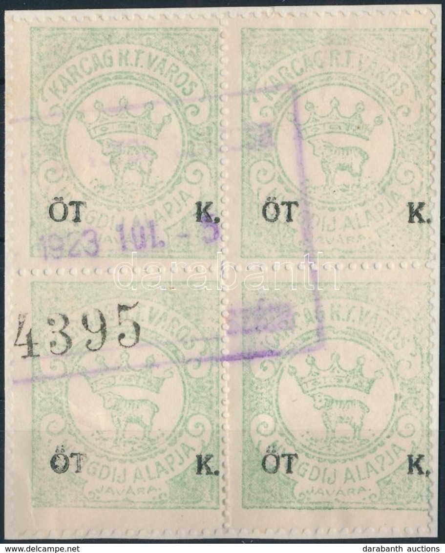 1921 Karcag Illetékbélyeg Nyégyestömbben - Non Classificati