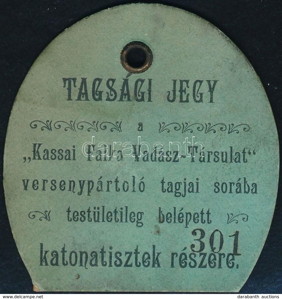 Cca 1900 Kassai Falka Vadász-Társulat Versenypártoló Tagsági Jegye Katonatisztek Részére, 5,5x5,5 Cm - Unclassified