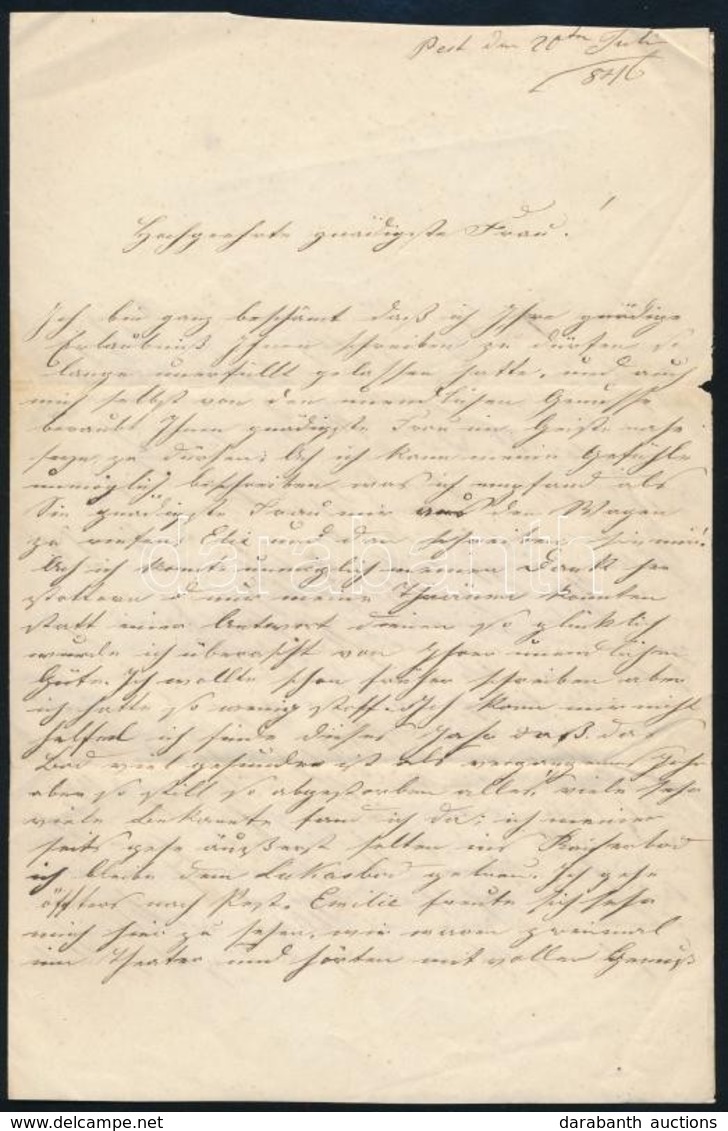 1846 Pest, Családi ügyekben írt Német Nyelvű Levél, 4 P. - Non Classificati