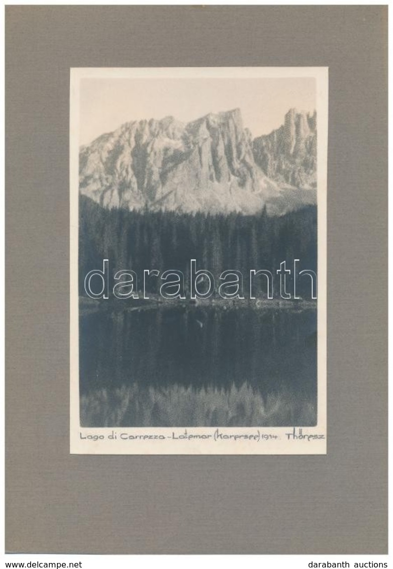 1934 Thöresz Dezső (1902-1963): Lago Di Corezza-Latemar, Vintage Fotóművészeti Alkotás Művészfólián Keresztül Másolva, A - Altri & Non Classificati