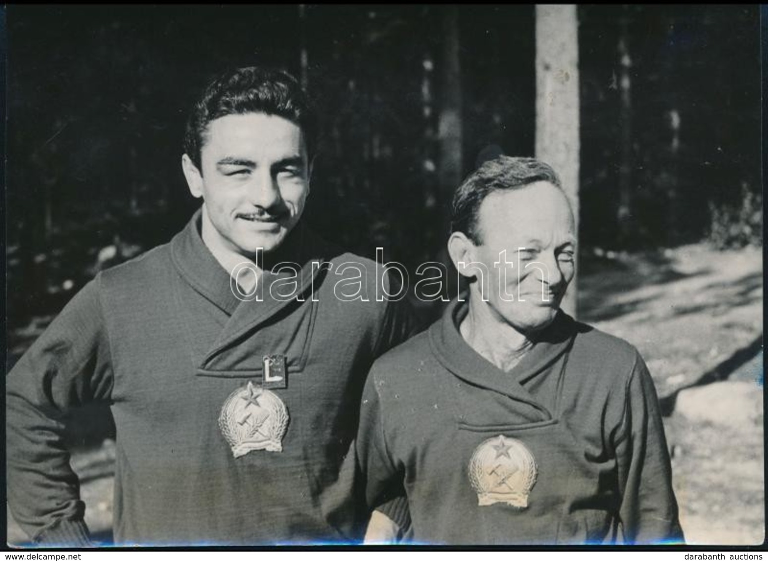 1952 Helsinki, XV. Nyári Olimpiai Játékokon ökölvívásban Aranyérmet Szerző Papp Laci (1926-2003) Fotója, Edzőjével Adler - Altri & Non Classificati