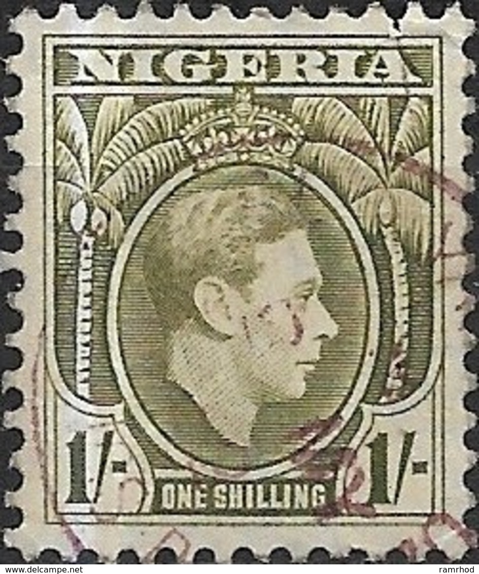 NIGERIA 1938 King George VI - 1s - Olive FU - Nigeria (...-1960)