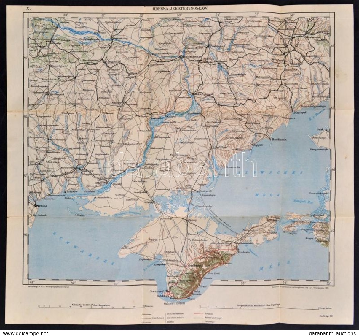 Cca 1901 Odessza és Jekatyerinoszlav (ma: Dipro, Ukrajna) Környéke, 1:500000, K. U. K. Militärgeographisches Institut, H - Altri & Non Classificati