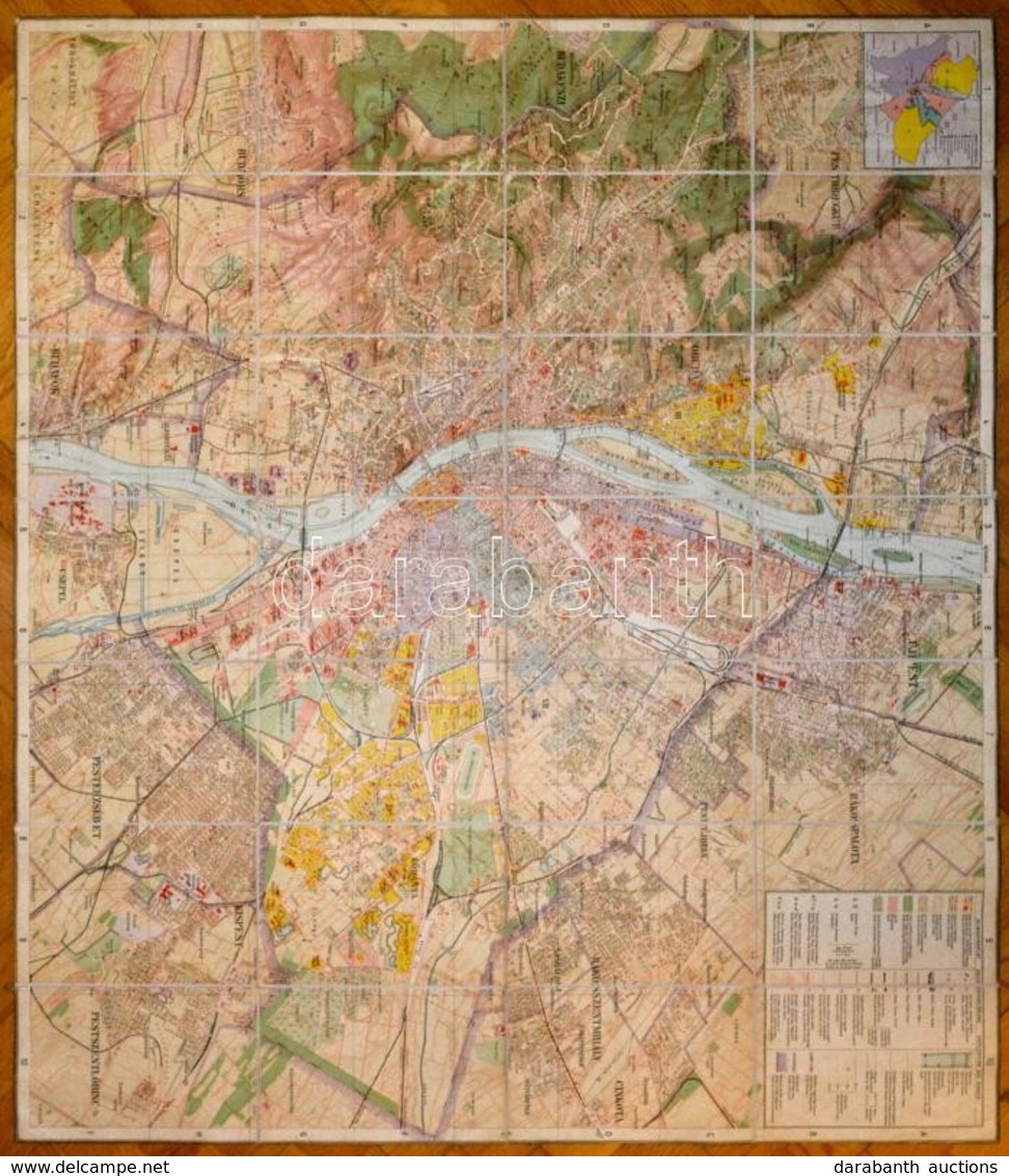 1928 Budapest Székesfőváros és Környékének Térképe Utcajegyzékkel, 1:25000, M. Kir. Állami Térképészet, Kartonra Kasíroz - Altri & Non Classificati