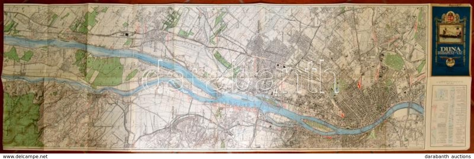 Vízi Sporttérképek 5.: A Duna A Budapest-Vác Szakaszának Térképe, 1:25000, M. Kir. Állami Térképészet, Hiányos, 42×133 C - Andere & Zonder Classificatie