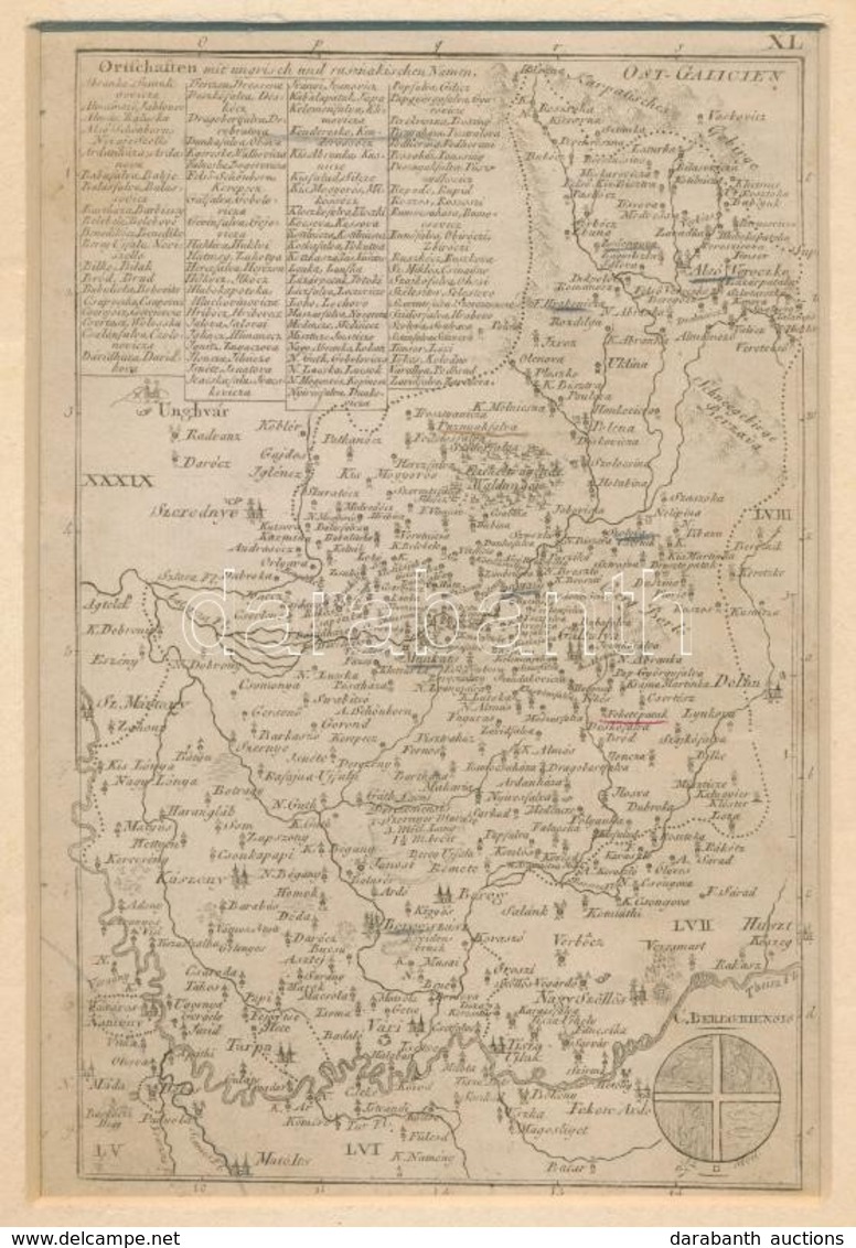 1804 Bereg Vármegye Térképe. C(omitatus) Bereghiensis. XL. In: [Korabinszky János Mátyás]: Korabinsky, Johann Matthias:  - Altri & Non Classificati