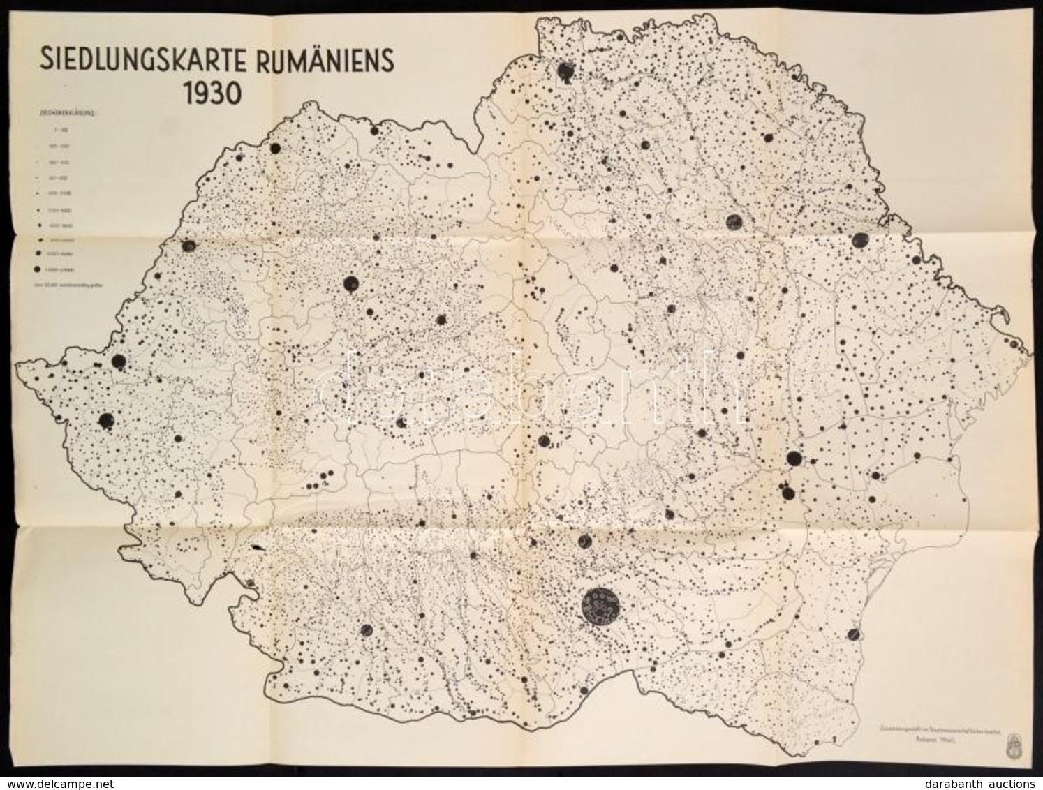 1940 Románia Települési Térképe 1930. Bp., Magyar Királyi Honvéd Térképészeti Intézet, Német Nyelven, Apró Hiánnyal, 65  - Altri & Non Classificati