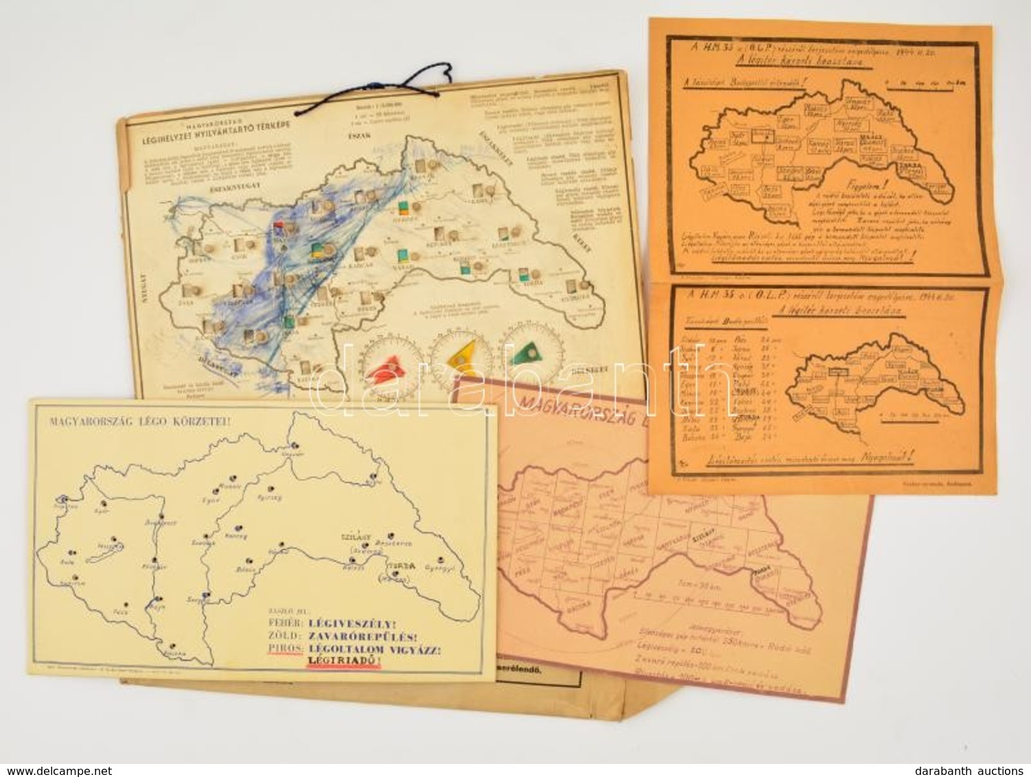 Cca 1940-1944 Magyarország Légoltalmi Térképei, 4 Db - Altri & Non Classificati