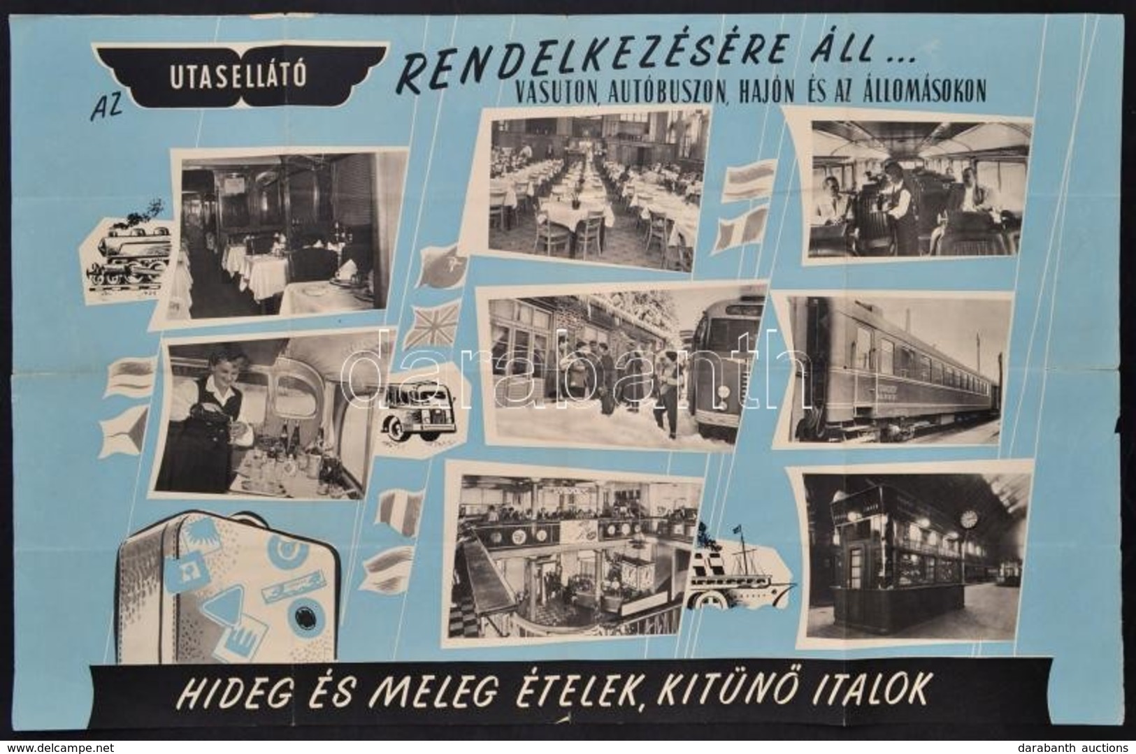 1953 Magyarország Autóbuszhálózata, MÁVAUT Vonalakkal, Hátoldalon Országos Takarékpénztár Reklámmal, Hajtott, Szakadássa - Altri & Non Classificati