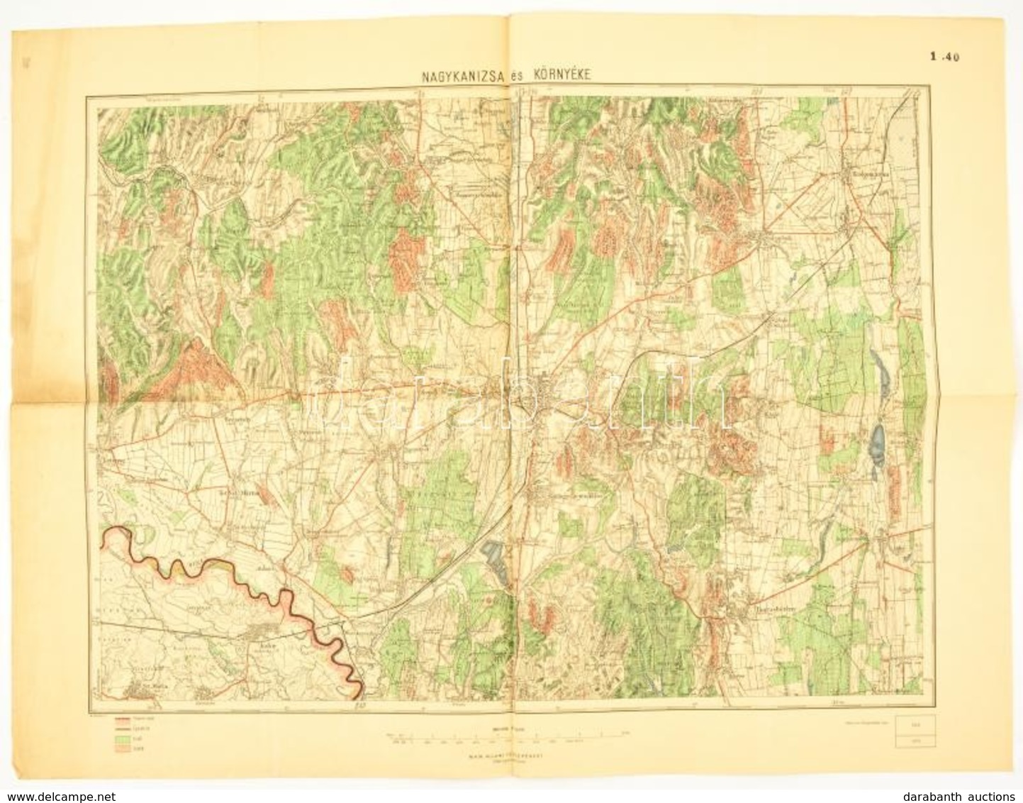 1930 Nagykanizsa és Környékének Katonai Térképe, Kiadja: M. Kir. Állami Térképészet, 48×61 Cm - Altri & Non Classificati