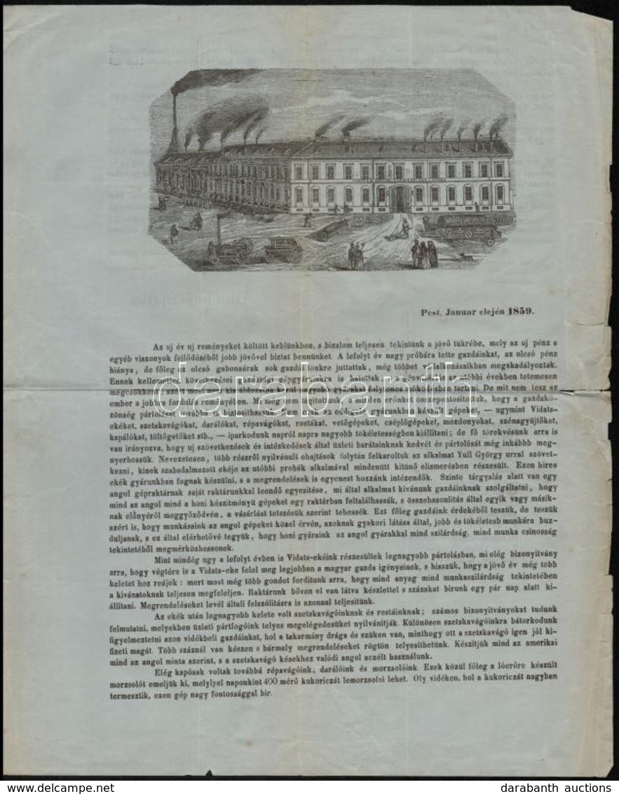 1859 Pest, Vidats István Gépgyárának Árjegyzéke. Pest, Müller Emil-ny., Az Egyik Levélen Kézírásos Korabeli Jegyzettel,  - Non Classificati