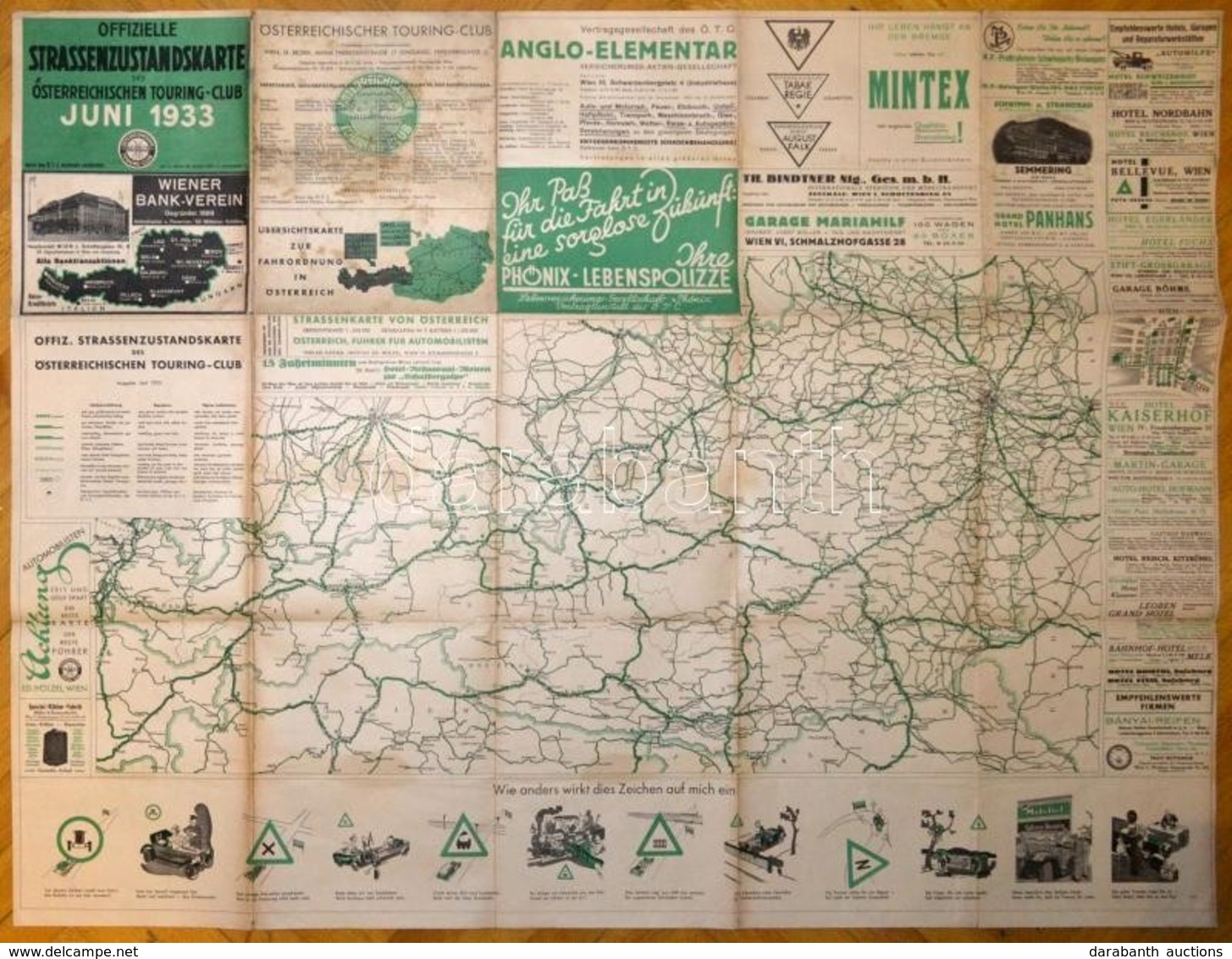 1933 Offizielle Strassenzustandskarte Des Österreichischen Touring-Club Jun 1933., Ausztria Térkép, A Hajtások Mentén Ki - Non Classificati