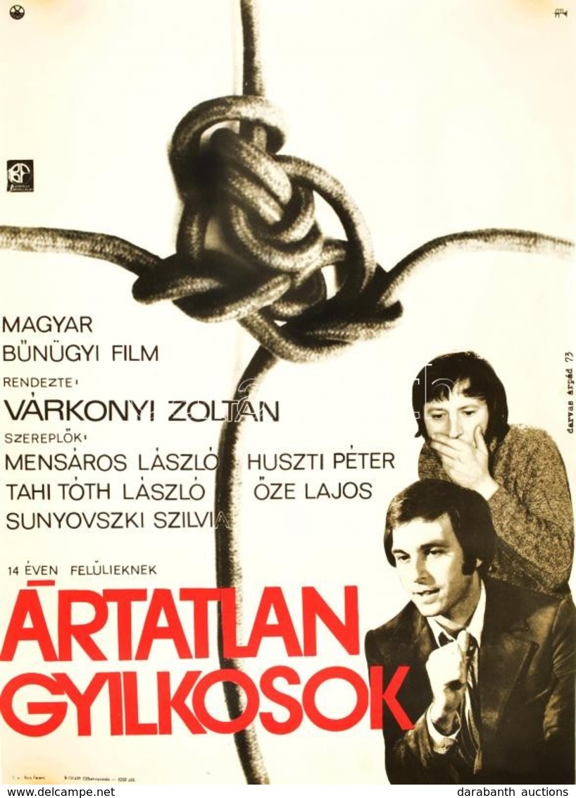 1973 Darvas Árpád (1927-): Ártatlan Gyilkosok, Rendezte: Várkonyi Zoltán, Filmplakát, Bp., Budapest Filmvállalat, Offset - Altri & Non Classificati