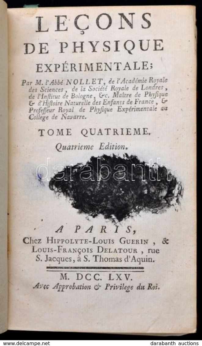 Nollet, Jean-Antoine (1700 -1770): Leçons De Physique Expérimentale. Tome Quatrieme. Paris, 1759, Hyppolyte-Louis Guerin - Non Classificati