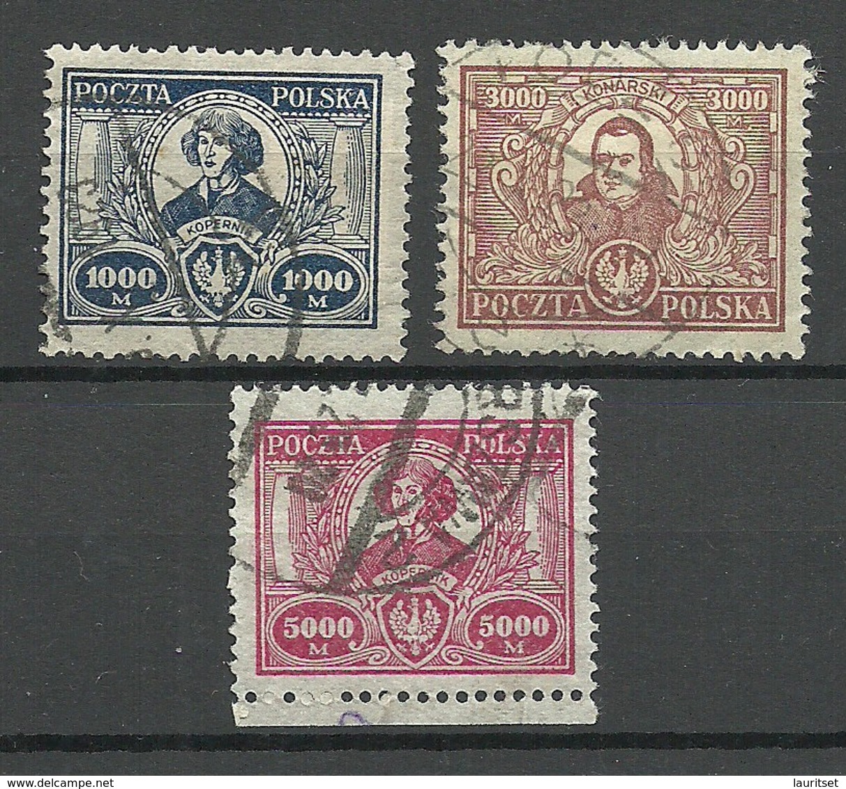 POLEN Poland 1923 Michel 182 - 184 Nikolaus Kopernikus Copernik O - Usados