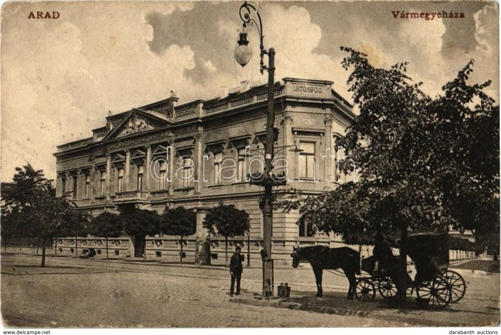 T2/T3 1913 Arad, Vármegyeház, Hintó / County Hall, Chariot (Rb) - Non Classificati