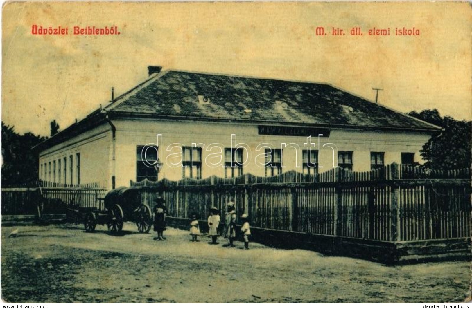 T2/T3 1908 Bethlen, Beclean;  M. Kir. állami Elemi Iskola. W. L. 1895. / Elementary School (EK) - Non Classificati